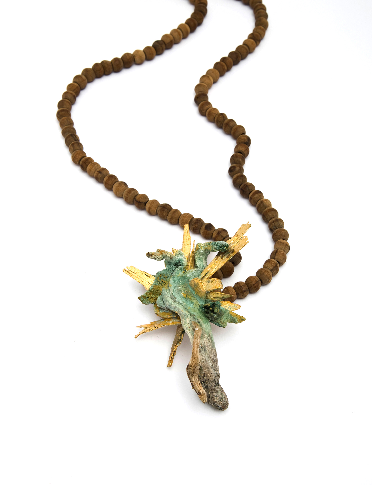“Jesus Superstar”   |  Necklace   | 2013  |  Wood, color, plastic, gold leaf  |  400X75X50 mm